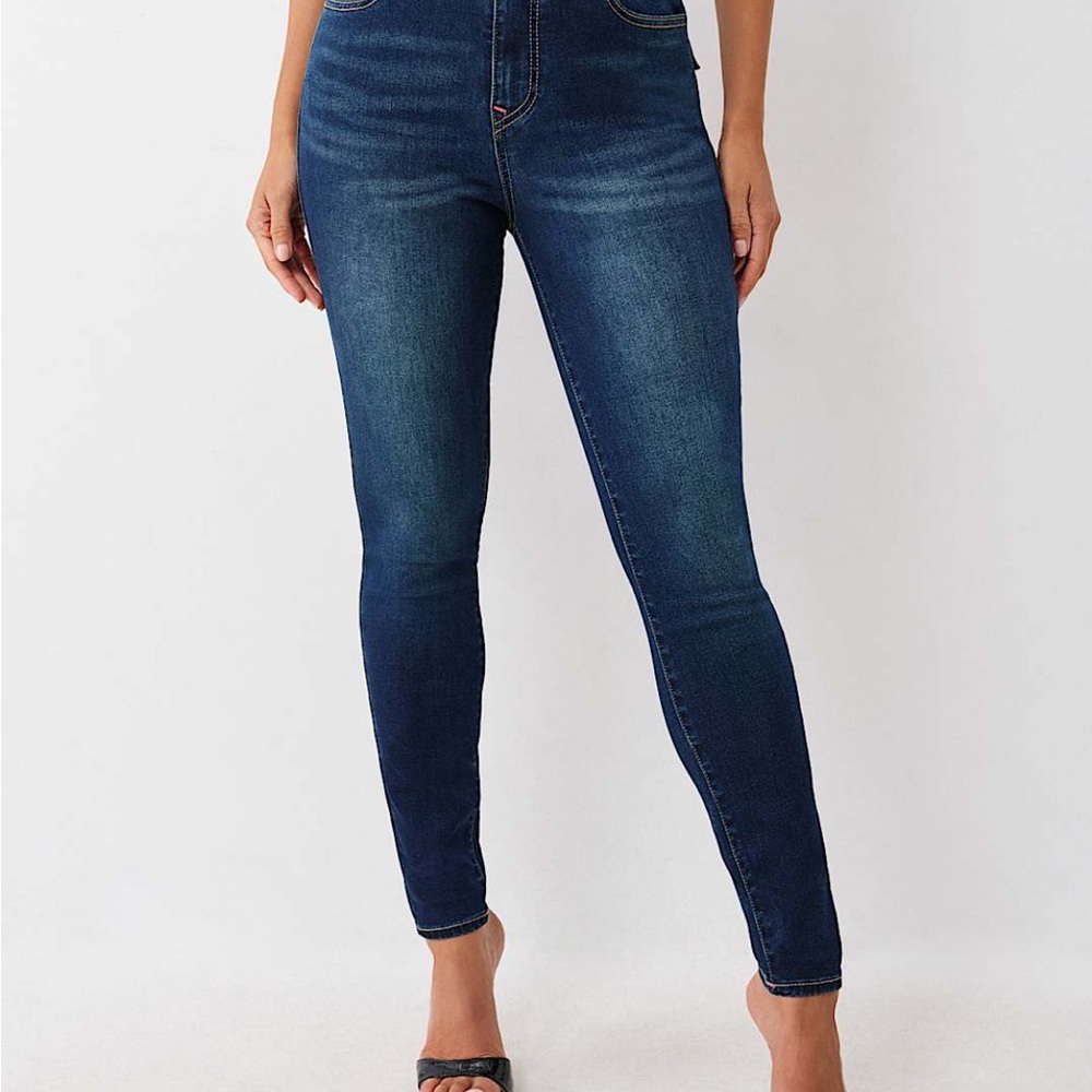 True Religion Women’s Skinny, high rise Flap-pocket PINK stitching! NWT - Picture 5 of 14